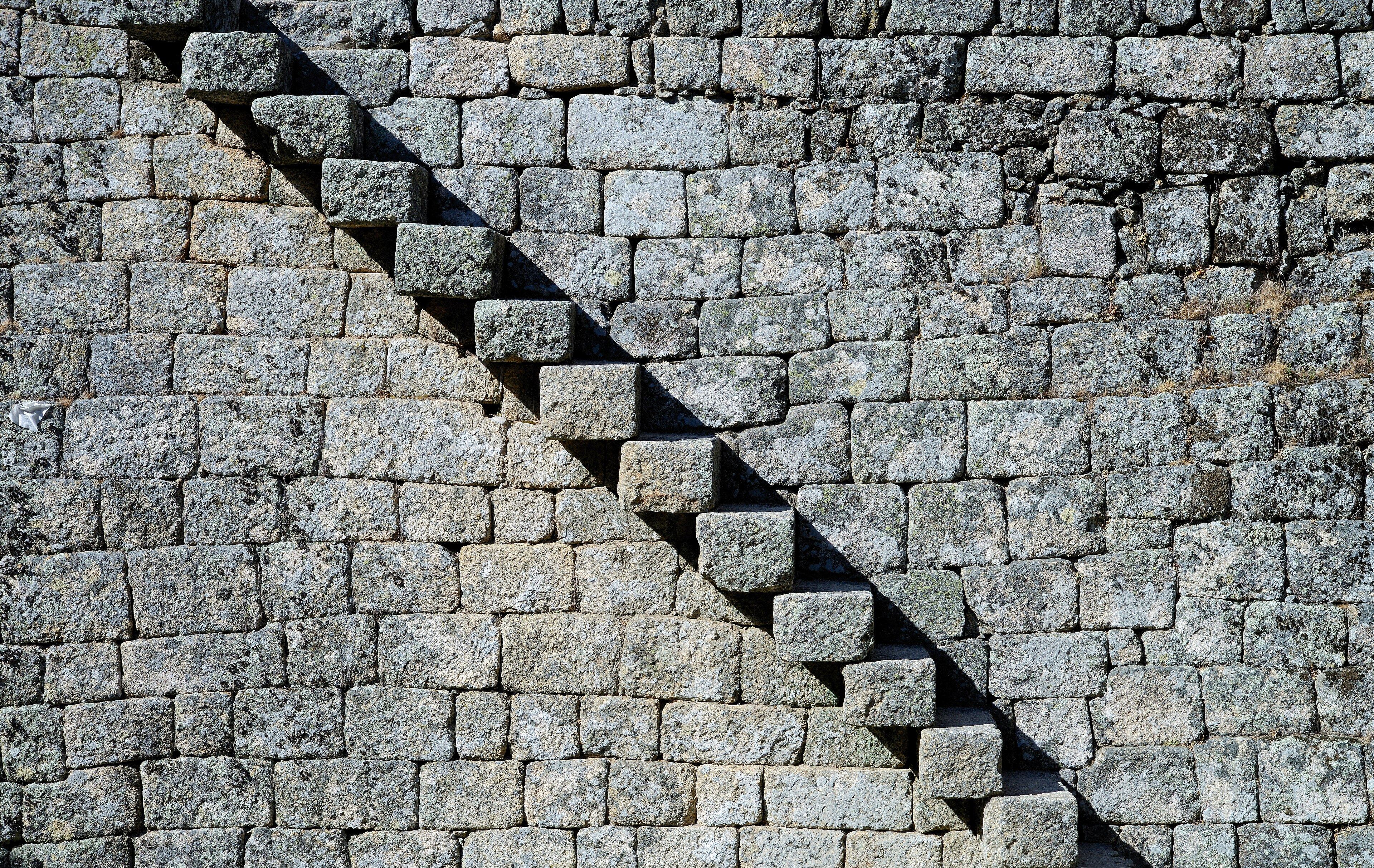 Granite stairway at the Castle of Monsanto, Portugal