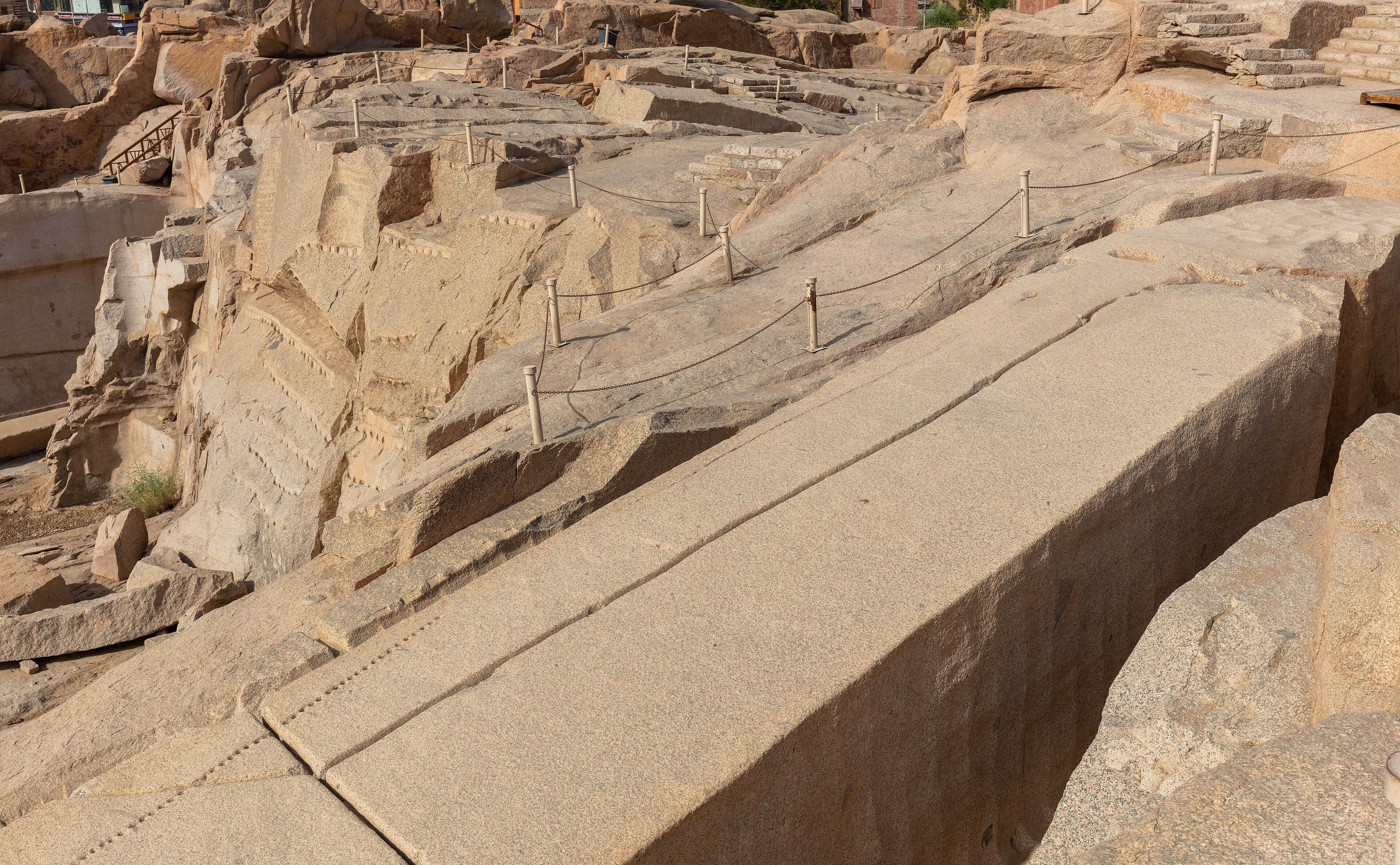 Trench cut around the Unfinished Obelisk in Aswan granite bedrock